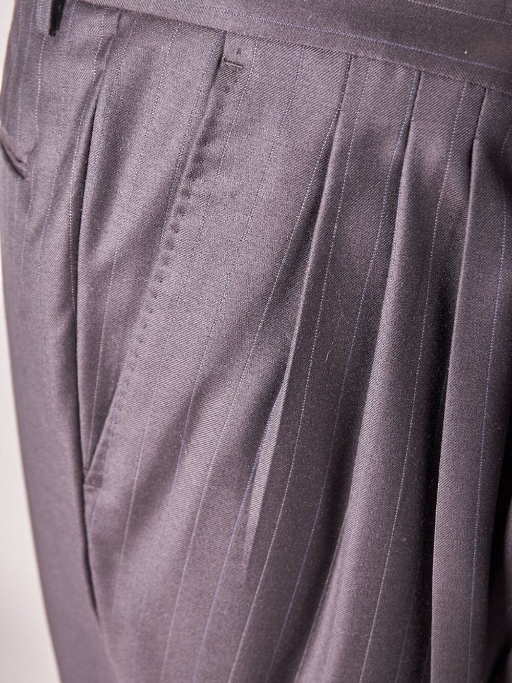 1980s Navy Blue Pin Stripe Super 120’s Suit By Riccardo